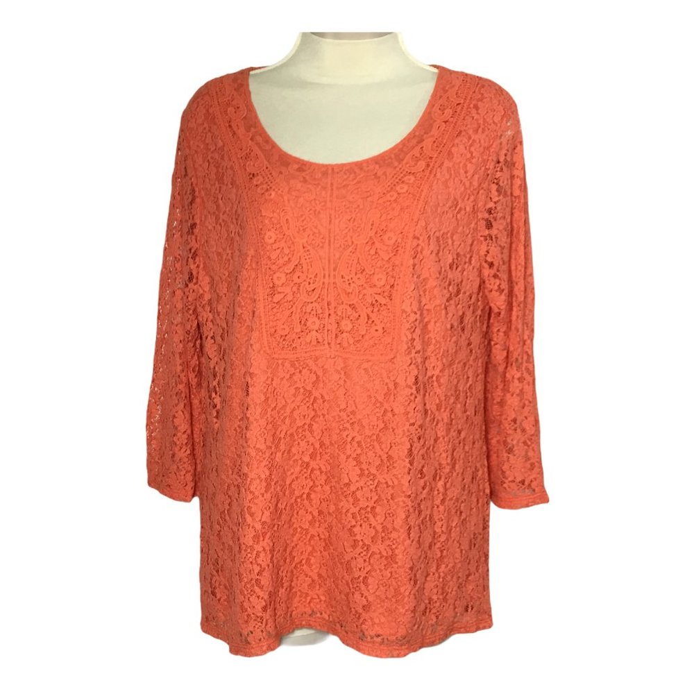 Peck & Peck Coral Lace Scoop Neck Tunic - Picture 2 of 11